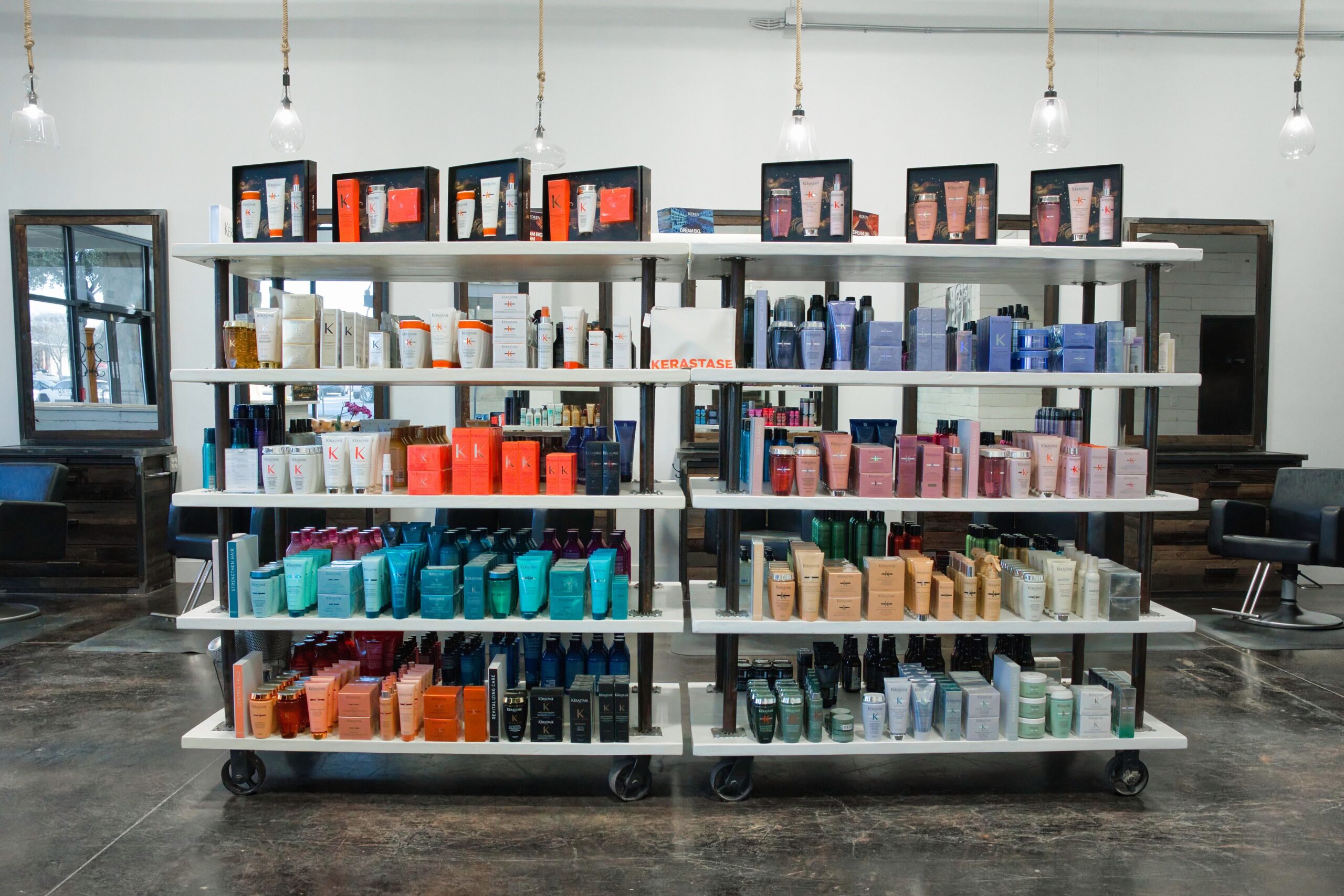Colorful display of hair products