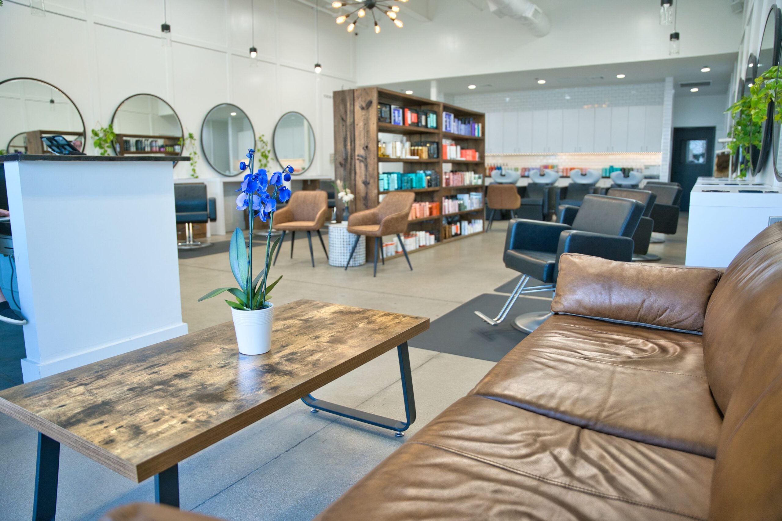 Modern interior with cozy seating area.